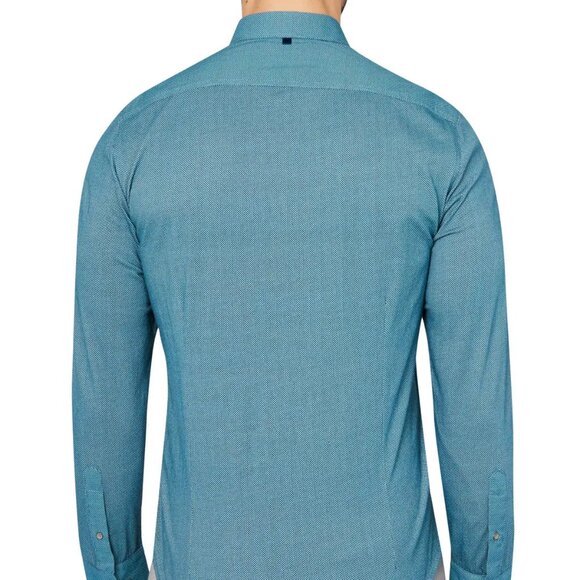 W.R.K Reworked Teal Motif Rework Print Long Sleeve Shirt - Picture 2 of 2